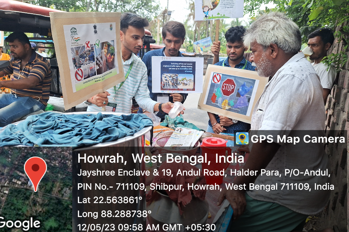 More than 1000 people were sensitized during the Mission LiFE campaign organized by officials of Central National Herbarium, Botanical Survey of India at Shalimar railway station, Andul road Howrah on 12 May 2023