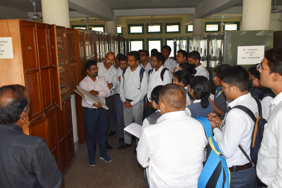 Botanical Assistant  explaining about herbarium to  ACF trainees of Central Academy for State  Forest Service, Coimbatore on 24.04. 2022.